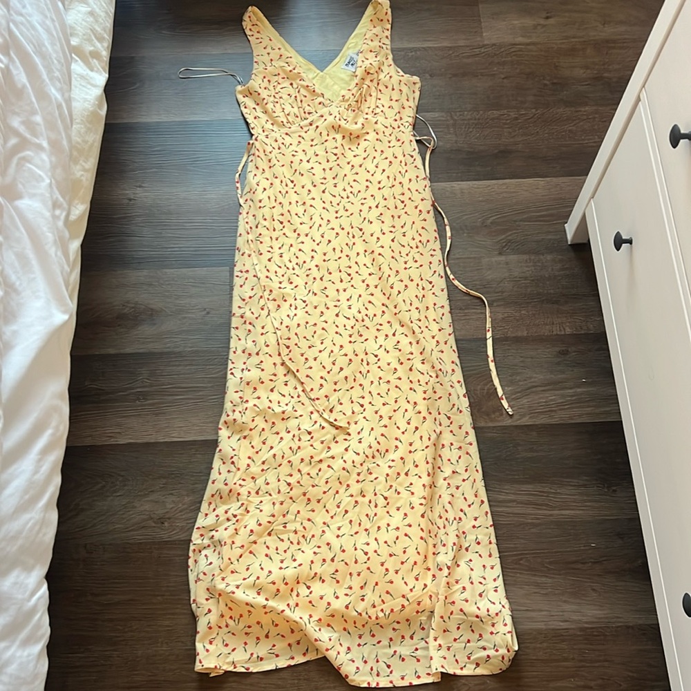 Princess Polly Yellow Maxi Dress with Red Pattern